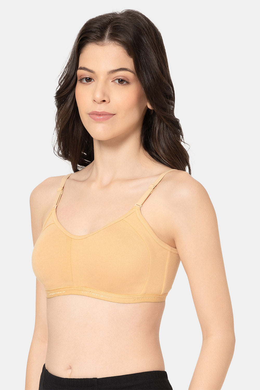 Teen Girls Cotton Blend Medium-Impact Sports Bra | Non-Wired, Seamless Beginner Bra -BB07