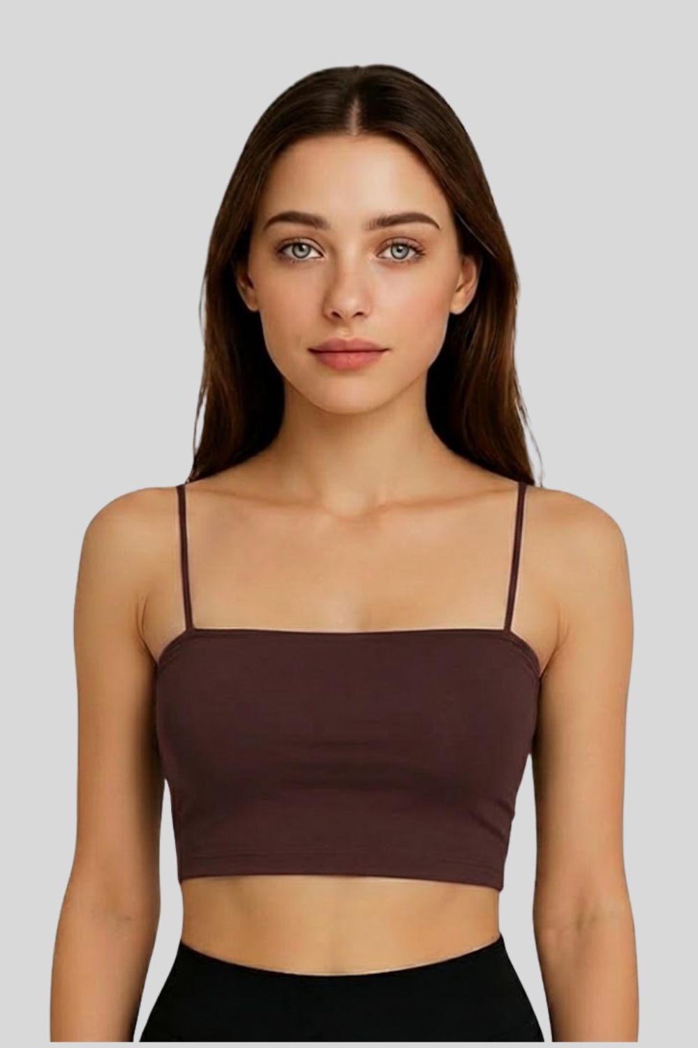 Teen Girls’ Full-Coverage Sport Bra – Seamless Crop-Slip Design with Spaghetti Straps & Soft Fit - 1888