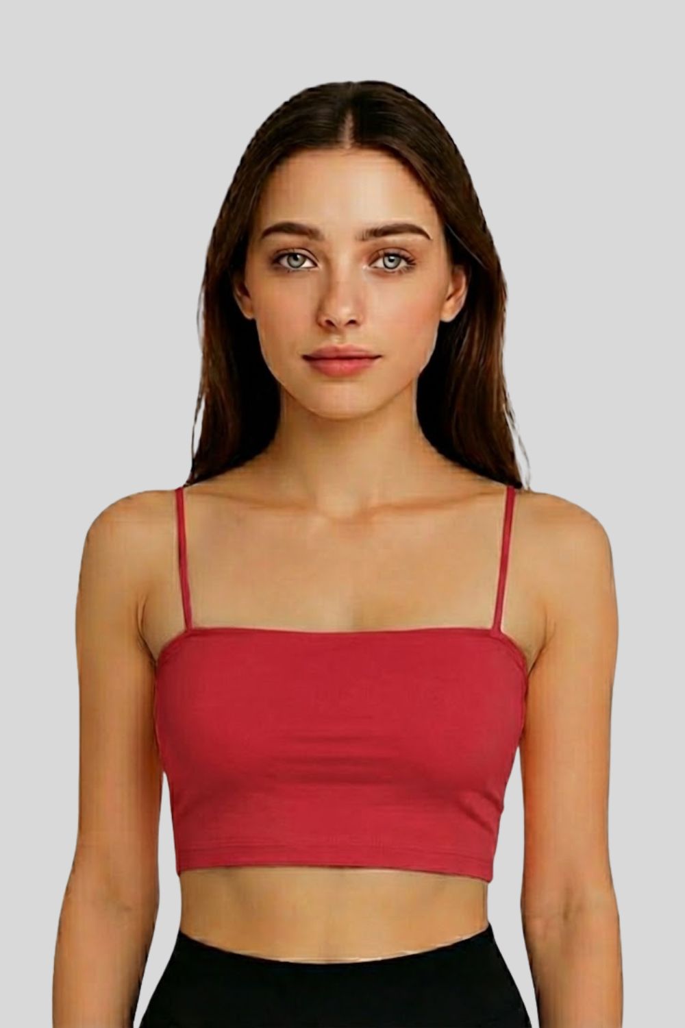 Teen Girls’ Full-Coverage Sport Bra – Seamless Crop-Slip Design with Spaghetti Straps & Soft Fit - 1888