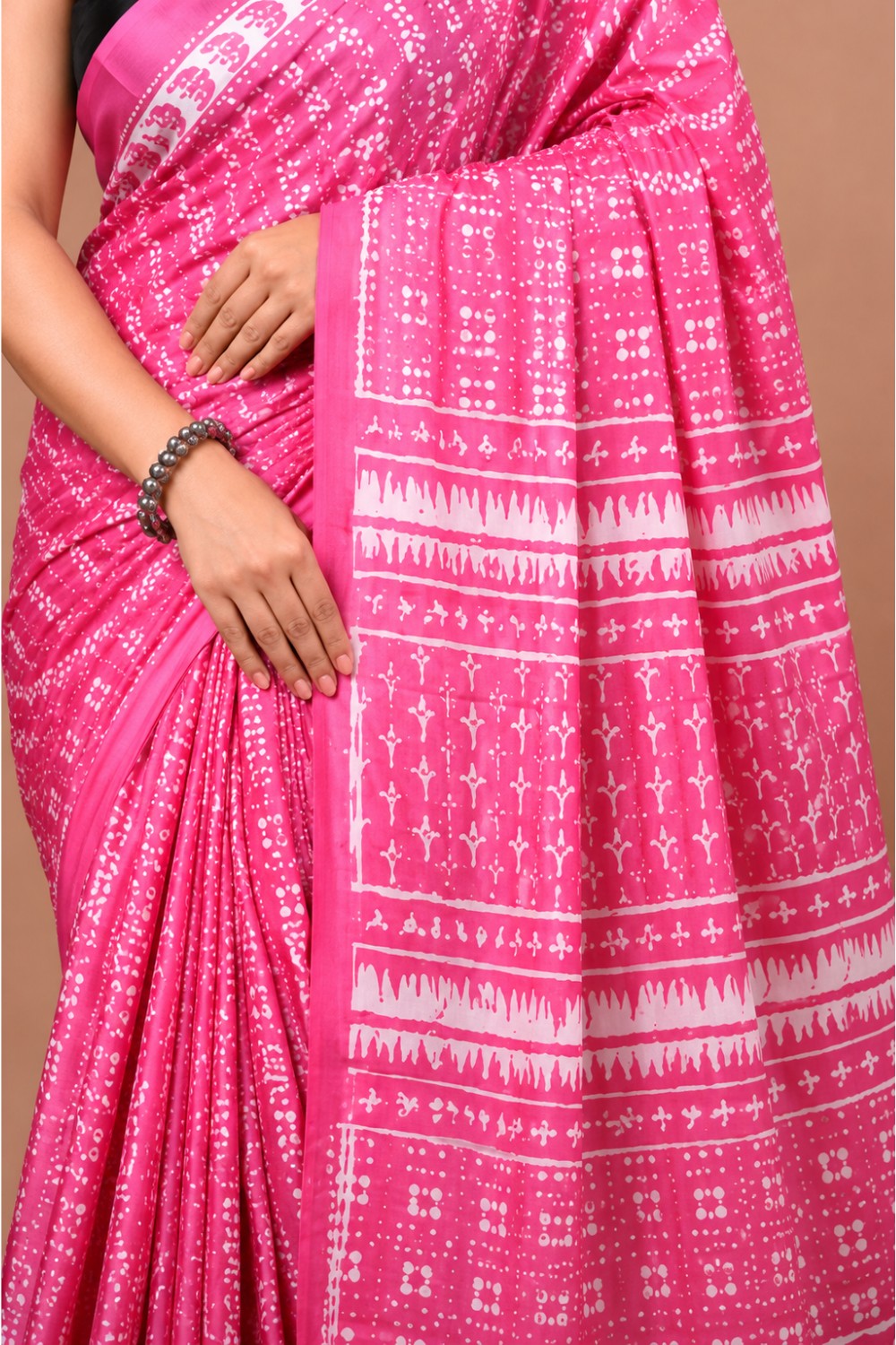 Women’s Pink Pure Cotton Saree with Blouse – Jaipur Print Daily Wear Ethnic Saree for Women - WS05