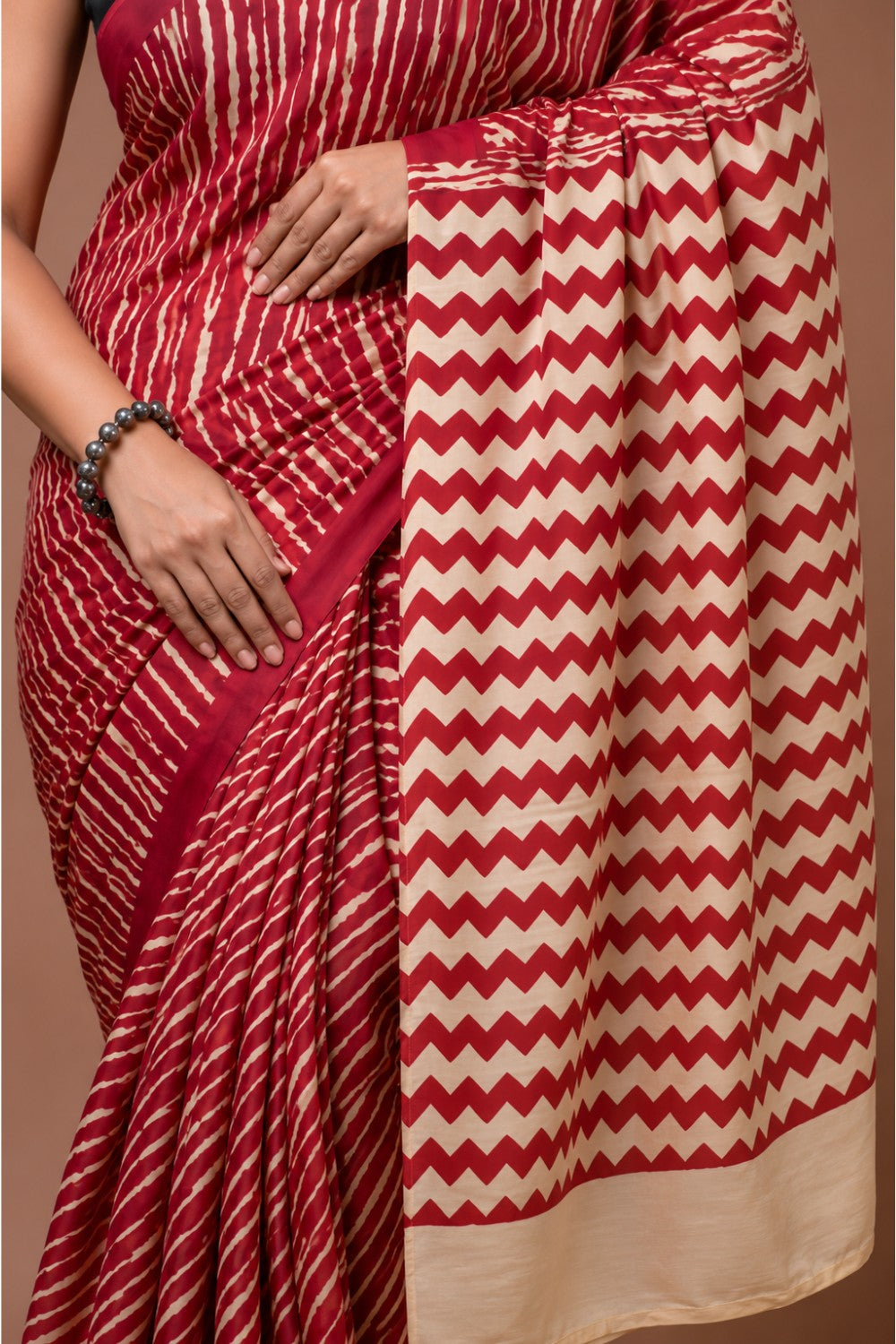 Women’s Maroon Pure Cotton Jaipur Print Saree with Blouse – Printed Traditional Saree for Women | Festive Ethnic Wear - WS05