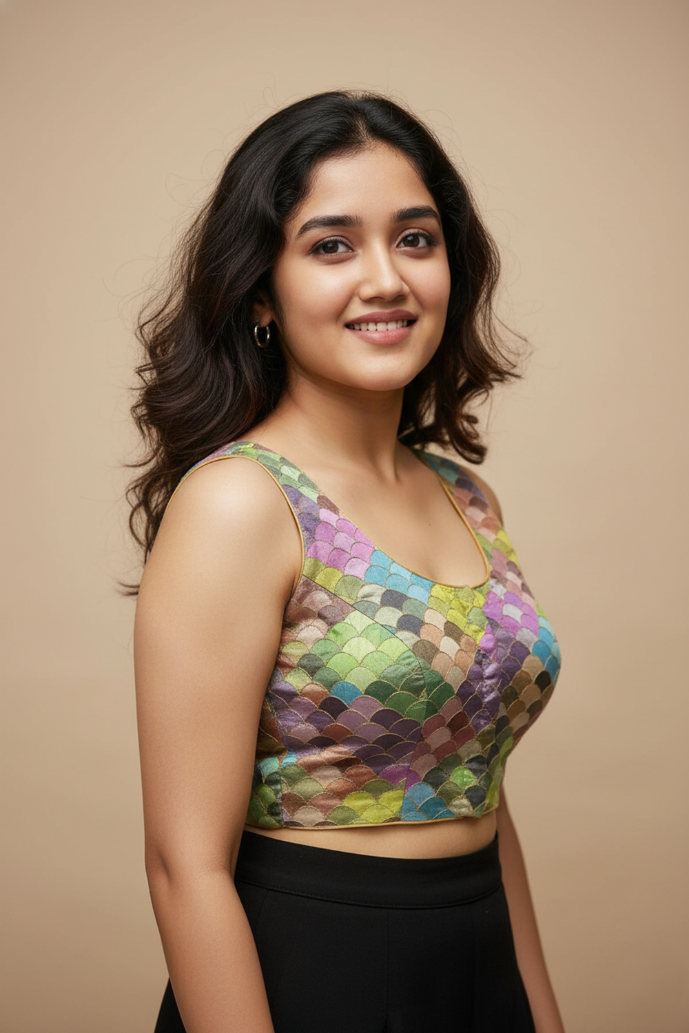 Women's Blouse Silk Blend Multicolour Embroidered Padded Front Open Princess Cut Sleeveless Saree Blouse with Attachable Sleeves - Mehandi - 4030