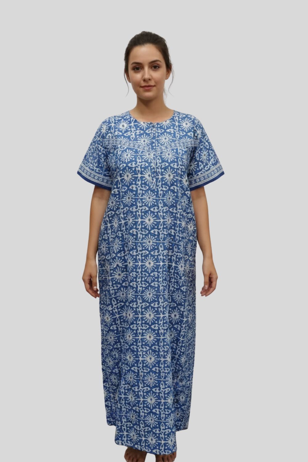 Women's Nighty Cotton Blend Full Length Printed Night Dress Comfortable Sleepwear for Women - 531E