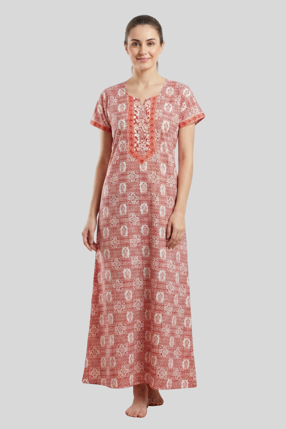 Women's Nighty Cotton Blend Full Length Printed Night Dress Comfortable Sleepwear for Women - 541A