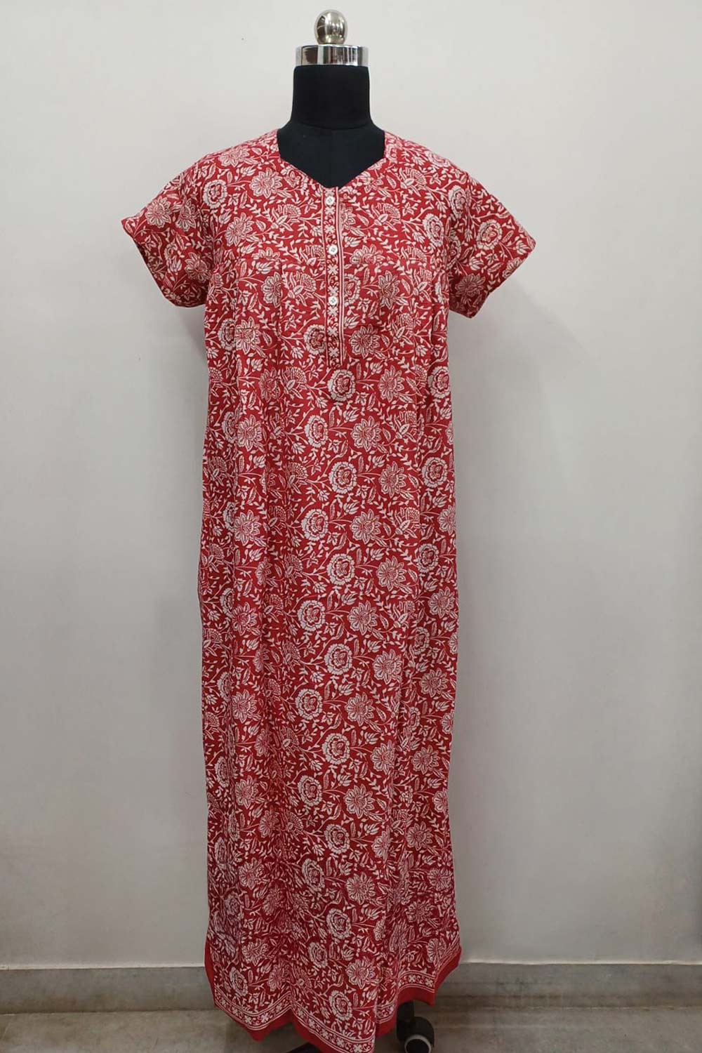 Women's Nighty Cotton Blend Full Length Printed Night Dress Comfortable Sleepwear for Women - 521A
