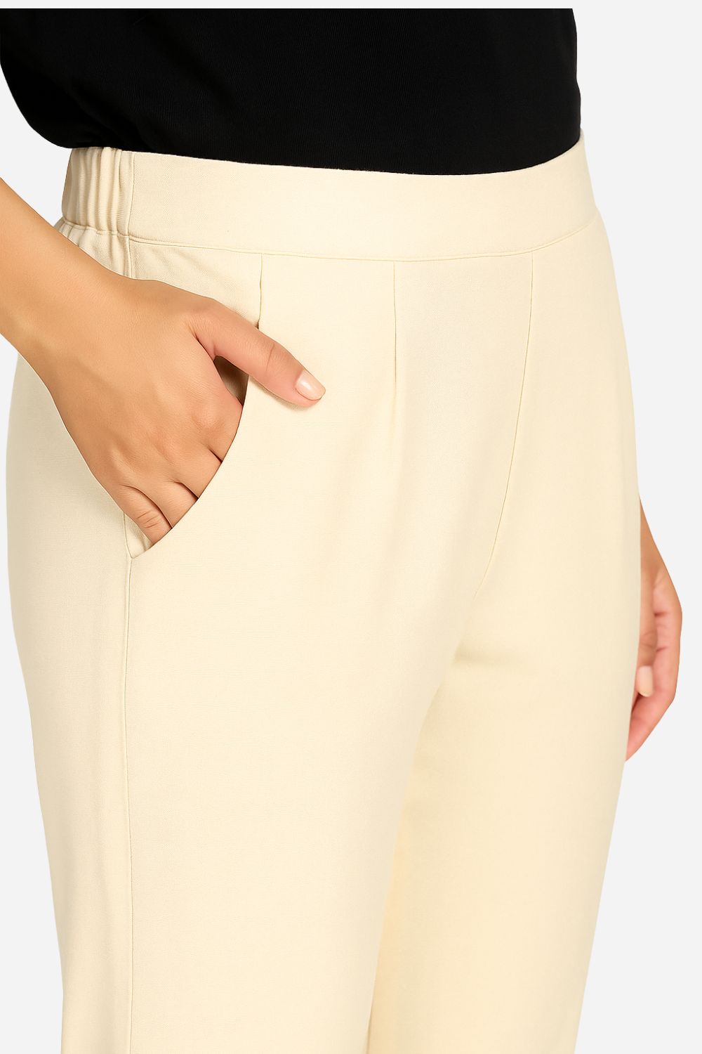 Women’s Straight Lycra Plain Pants | Stretchable Western Wear Trouser - LCPT