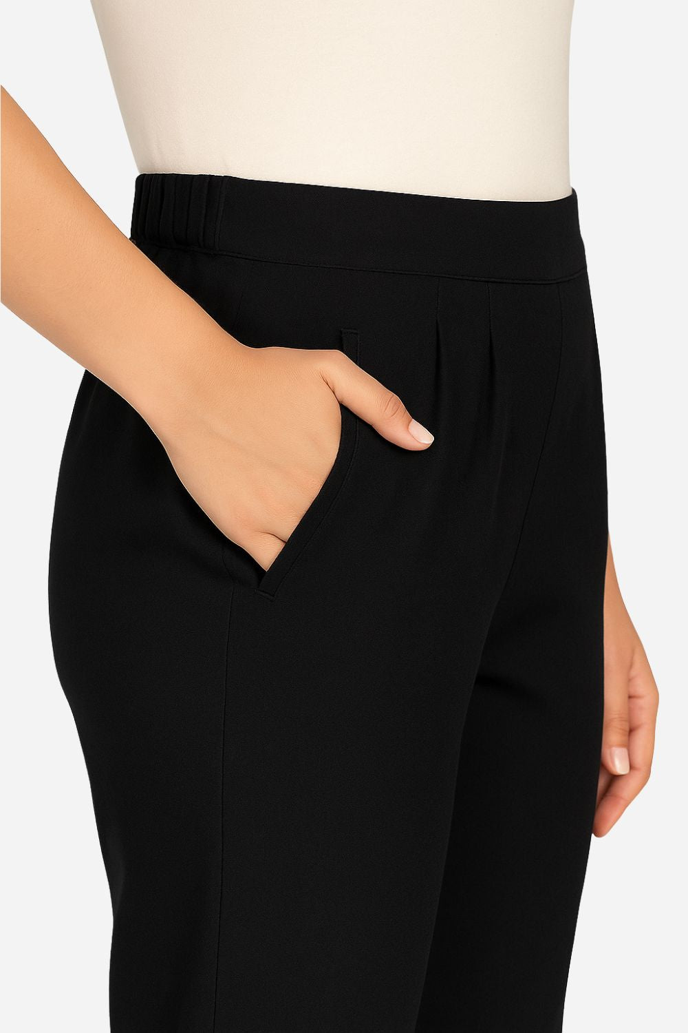 Women’s Straight Lycra Plain Pants | Stretchable Western Wear Trouser - LCPT