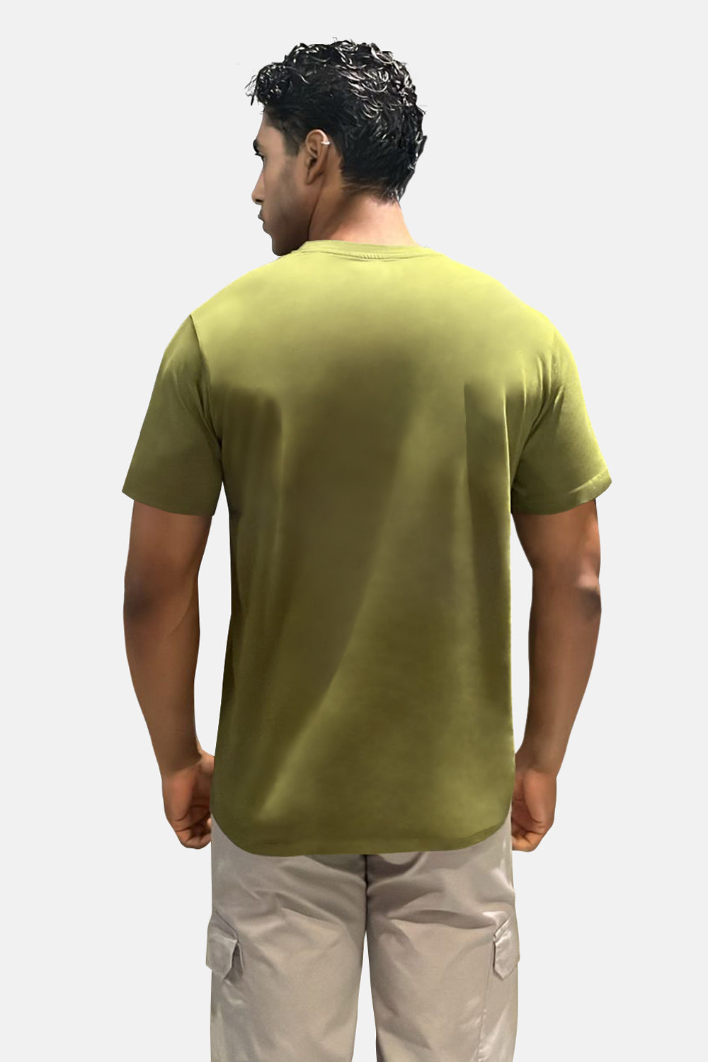 Enhance  Men's Cotton T-Shirt with Front Typography Pocket Print – Round Neck Half Sleeve Everyday Wear  - Green - T103