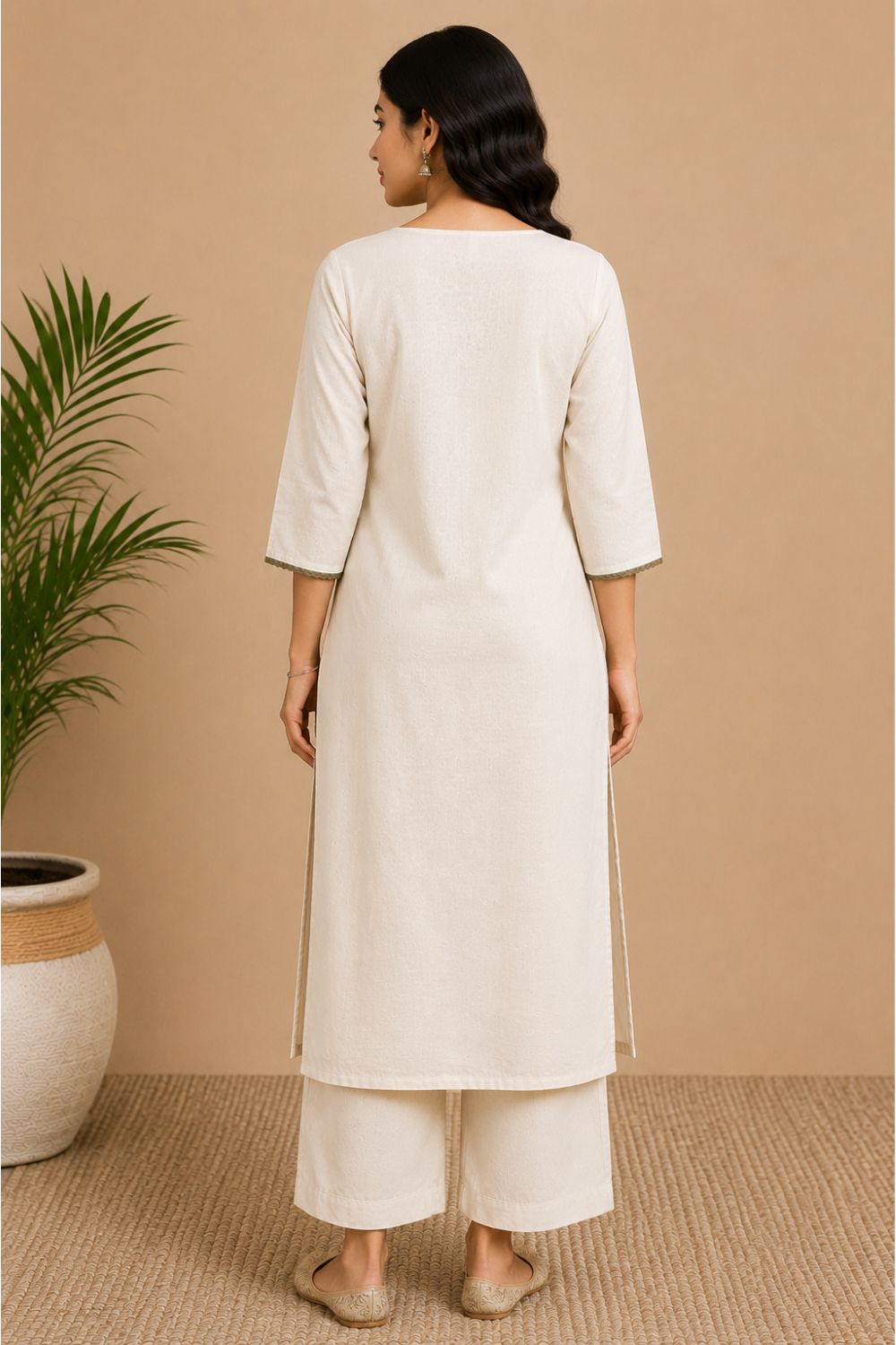 Women's Cotton Blend Embroidered Kurti | Round Neck 3/4 Sleeve Below Knee Kurti for Women | Regular Fit Ethnic Daily Wear Kurta - JS51
