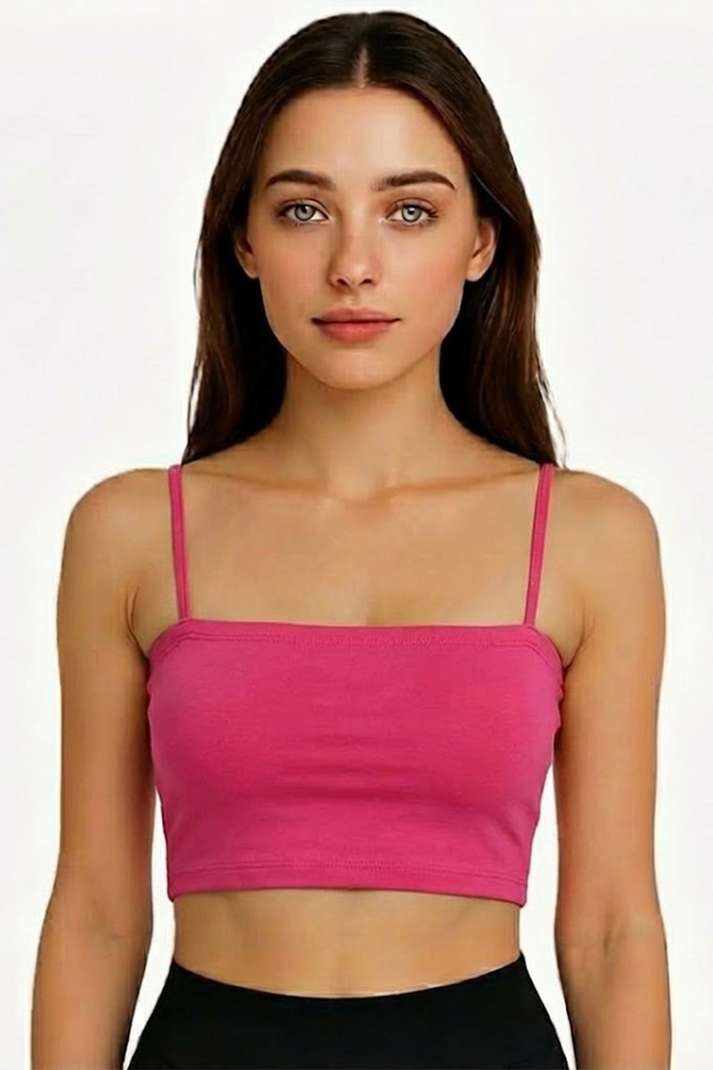 Teen Girls’ Full-Coverage Sport Padded Bra – Seamless Crop-Slip Design with Spaghetti Straps & Soft Fit - 1888
