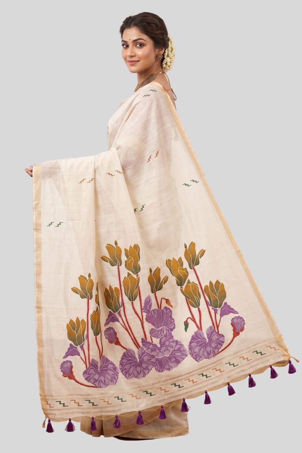 Women’s Tussar Silk Blend Saree with Blouse – Purple Printed Saree for Women | Festive & Traditional Ethnic Wear - WS15