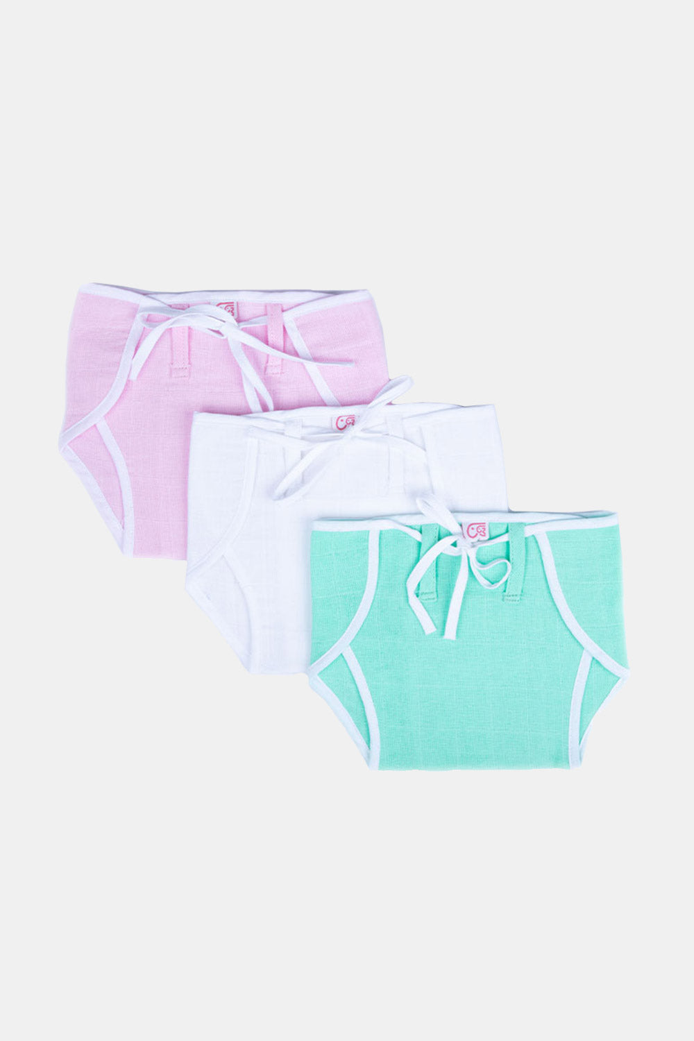 Oh Baby - 3 Piece Set Of Tie Up Cloth Diaper - K3PP Size   0m-3m Color Assorted Pack
