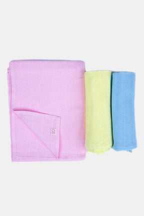 Oh Baby - 3 Piece Set Of Solid Towels - S3PP Size   L Color Assorted Pack