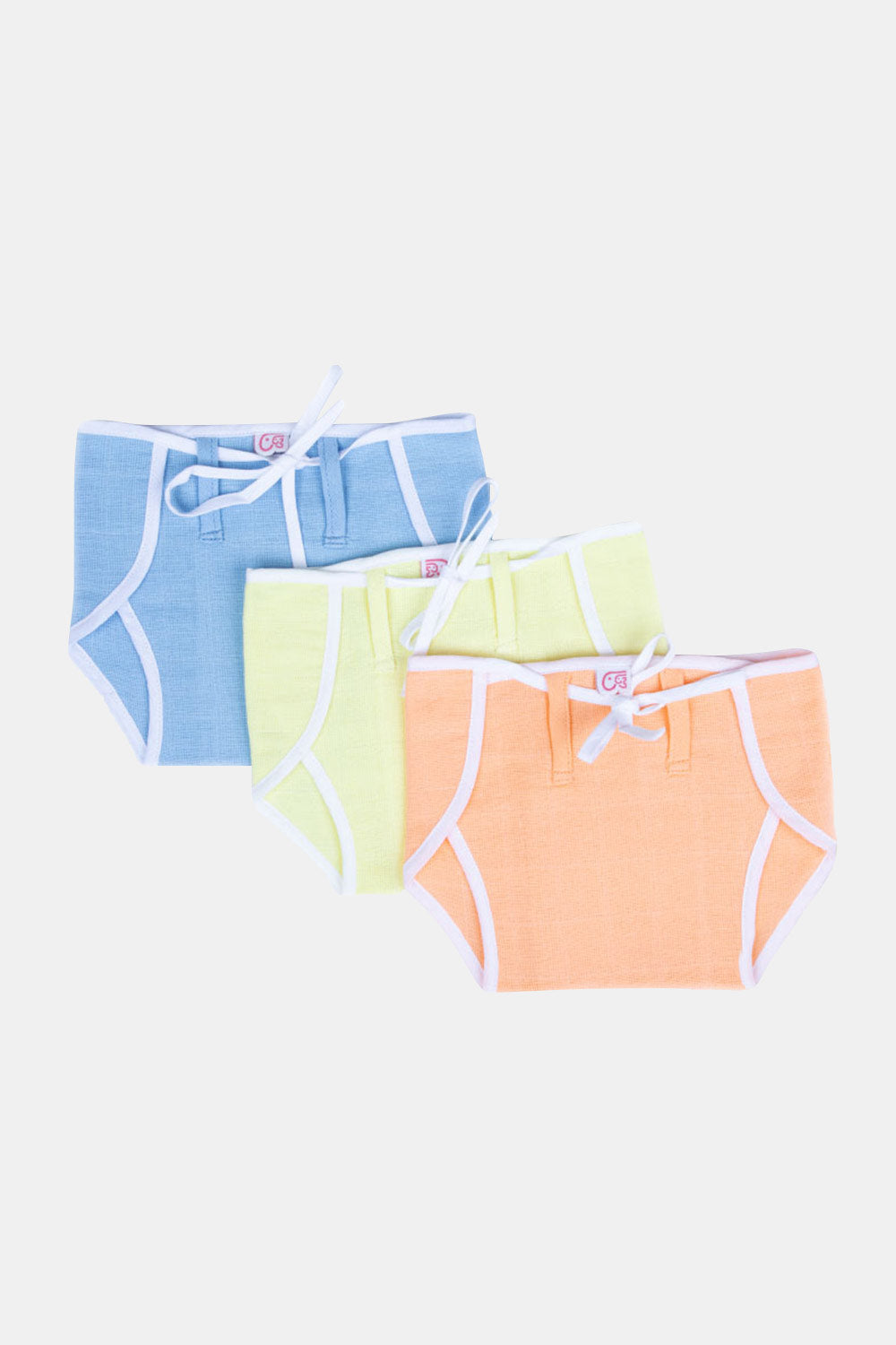 Oh Baby - 3 Piece Set Of Tie Up Cloth Diaper - K3PP Size   0m-3m Color Assorted Pack