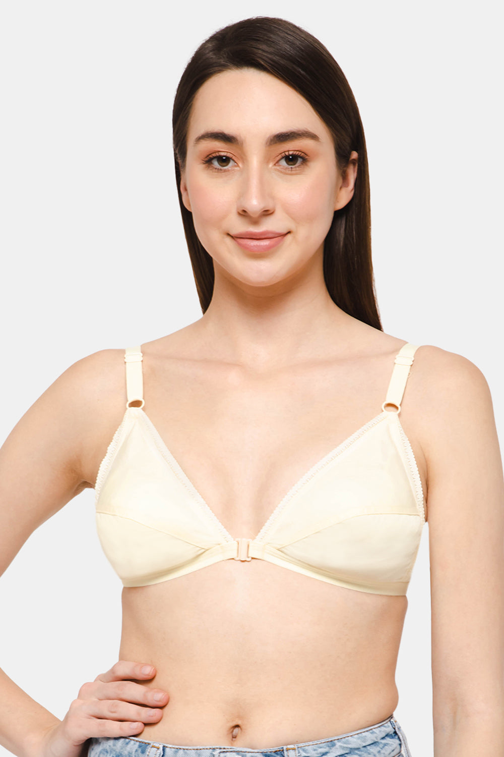 Front-Open Saree Bra - Cotton Front Low Coverage Non-Wired Non