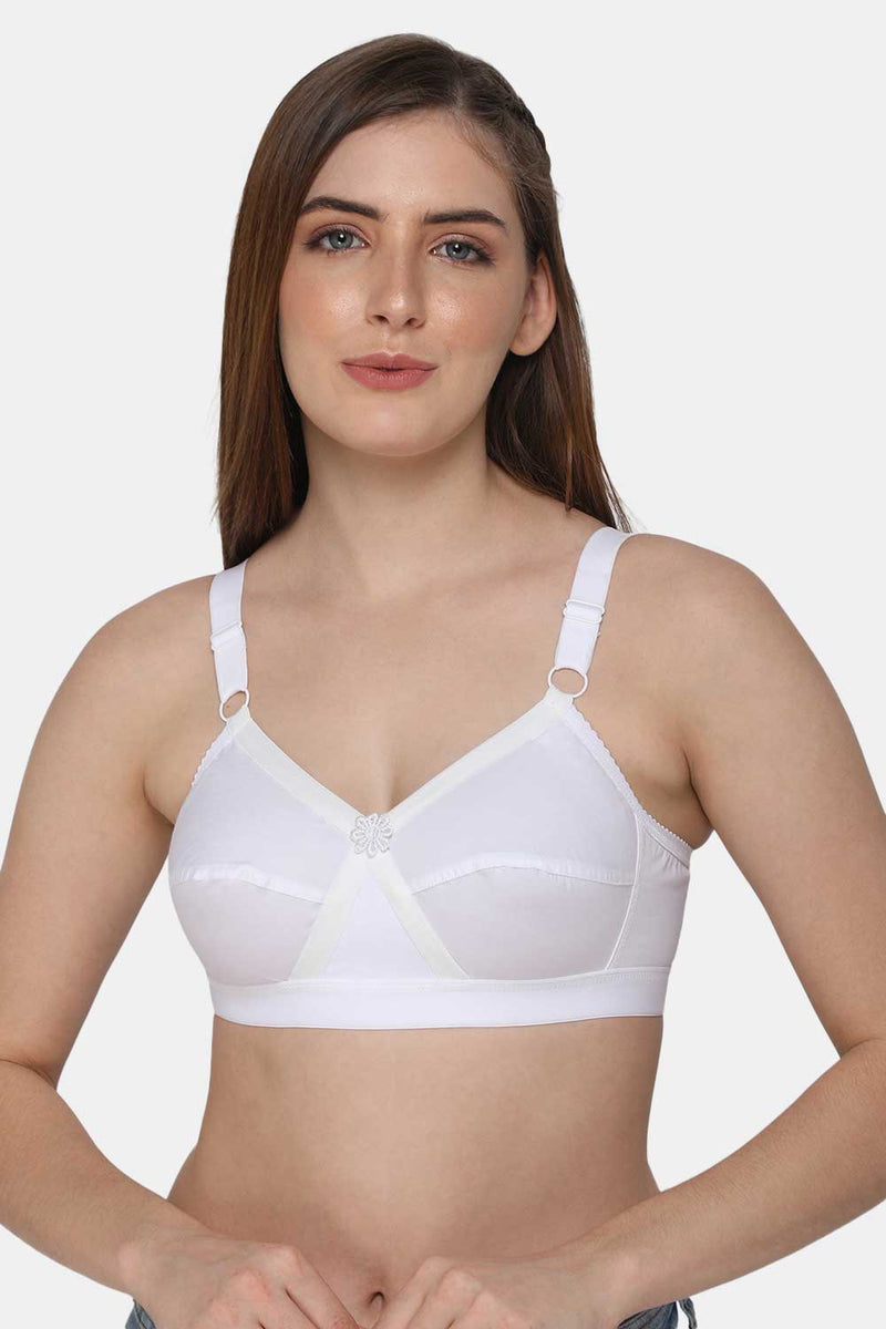 Full Figure Women's White Non - Wired 100% Cotton everyday Intimacy Bra