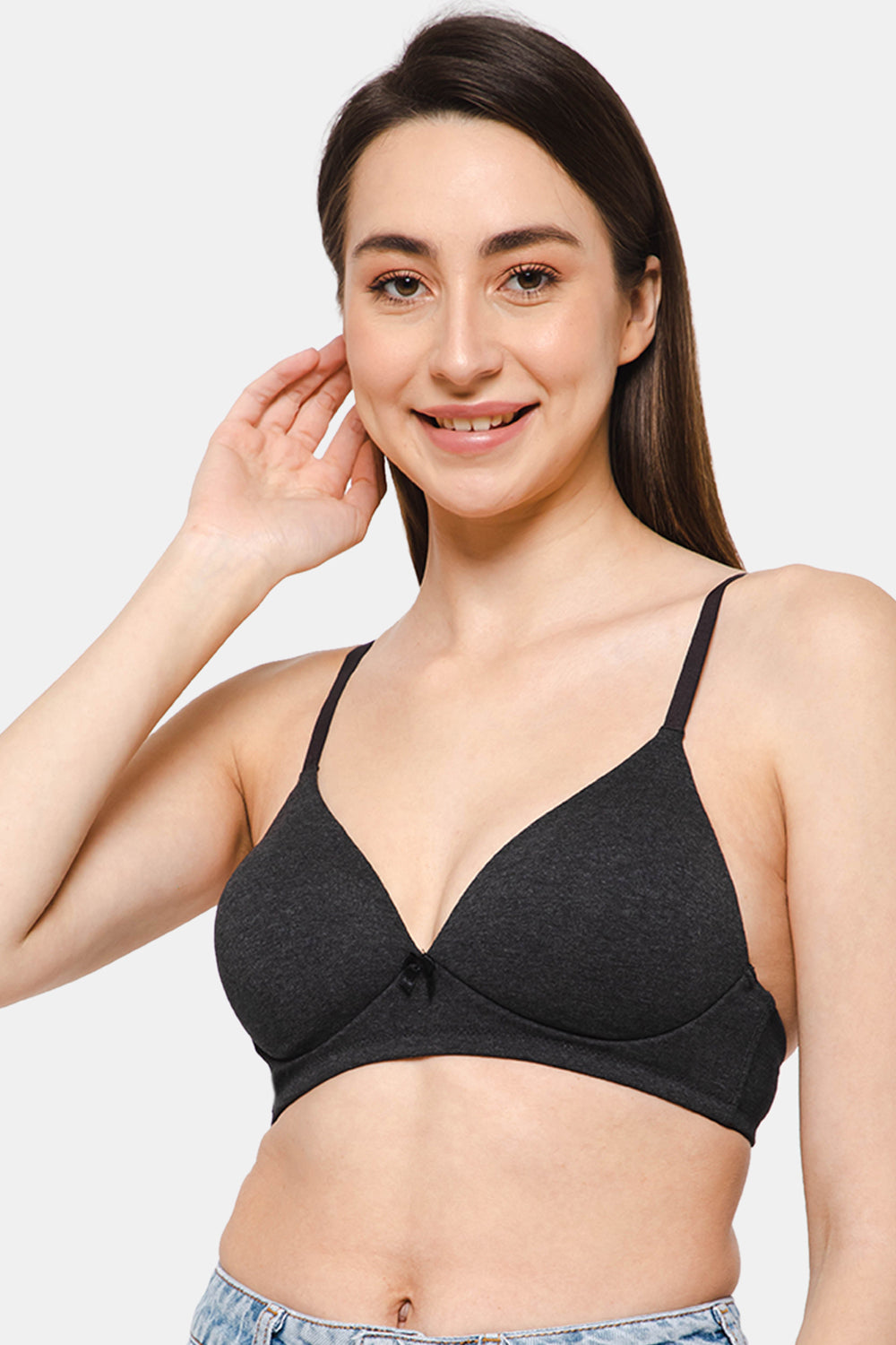 Intimacy Low Coverage Non - Wired Everyday T-shirt Padded Bra - Grey