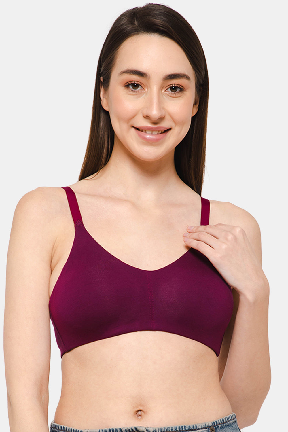 Intimacy High Coverage Non-Wired Non-Padded  T-Shirt Saree Bra- Wine