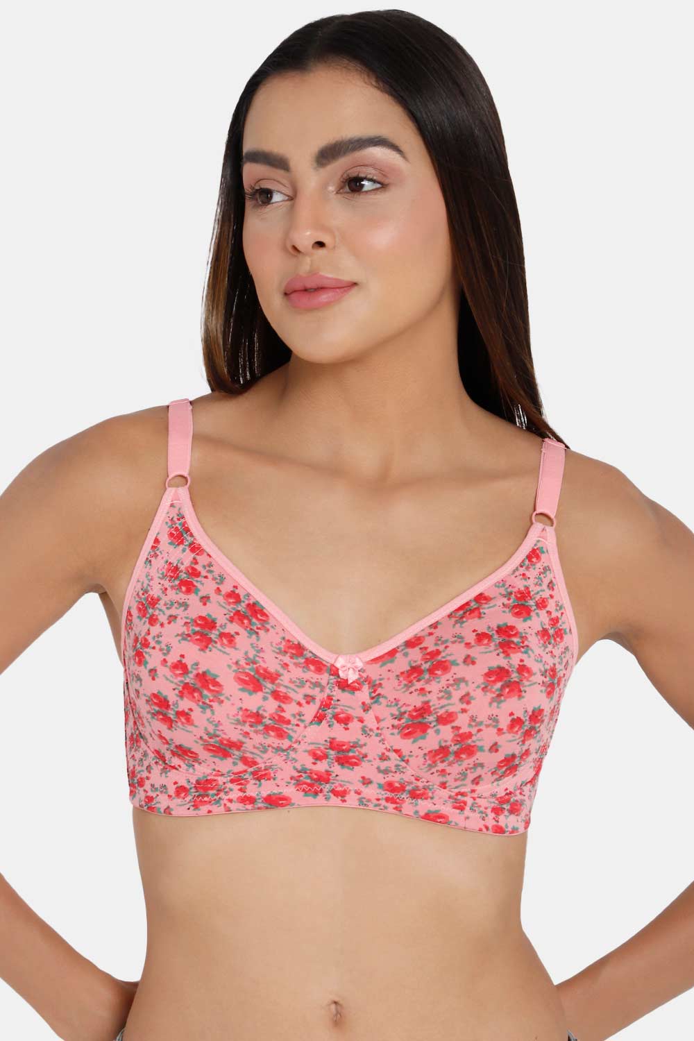 Intimacy High Coverage Non-Padded  T-Shirt Saree Bra -Pink Print