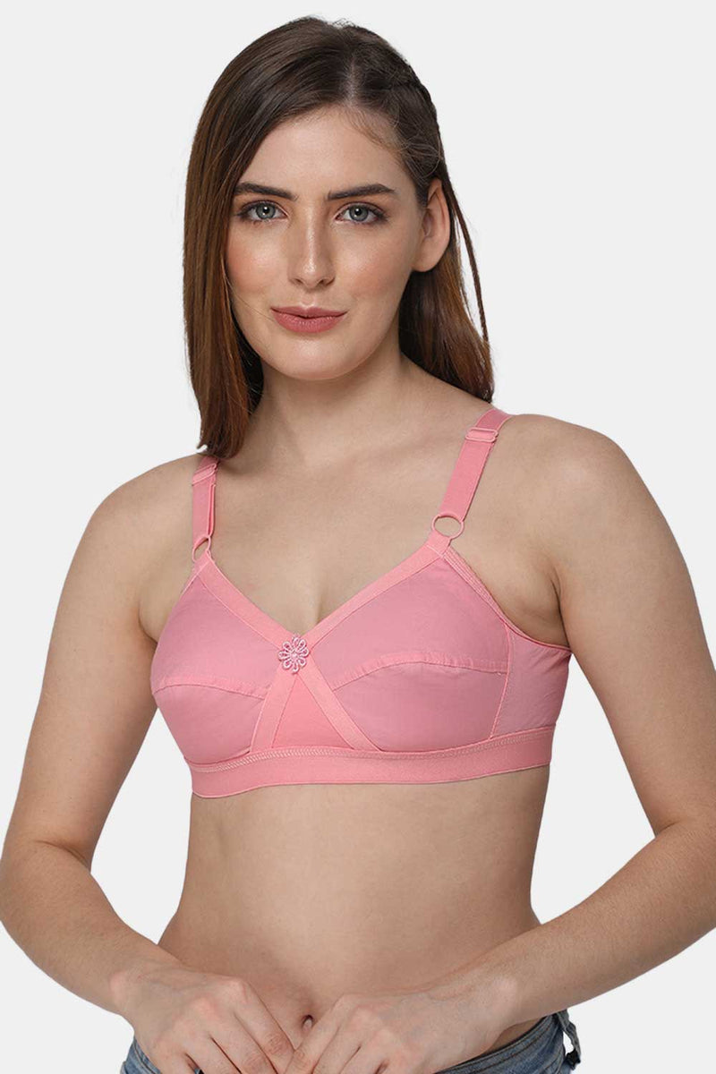  Womens Bra Plus Size Full Coverage Wirefree Non-Padded  Cotton Stretchy 44H Pink