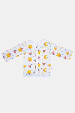 Oh Baby Star Print V- Neck Full Sleeve - FS01 Size   0m-3m Color Off White