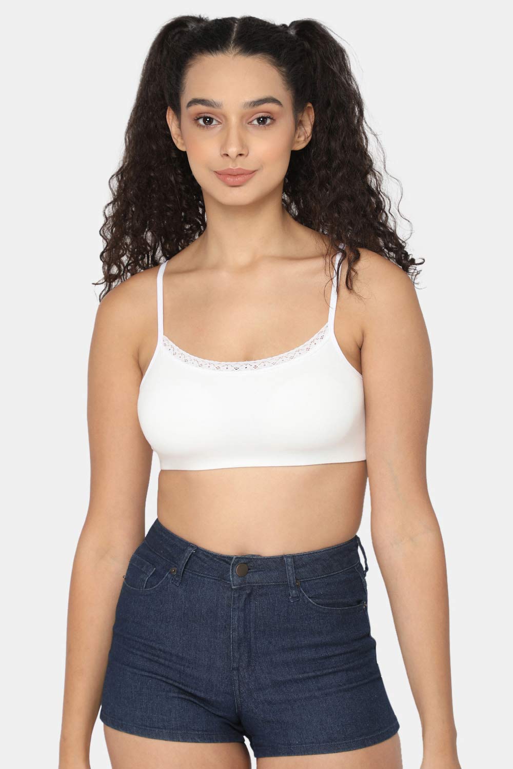 High Coverage Non-Wired Slip On Intimacy Teenager Bra -White