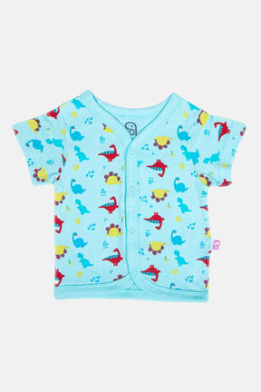 Oh Baby Dino Print V- Neck Half Sleeve - HS01 Size   0m-3m Color Aqua