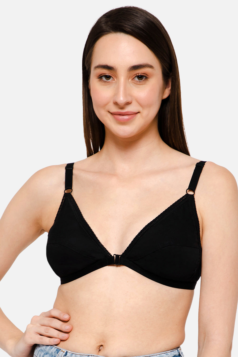 Front-Open Saree Bra - Cotton Front Low Coverage Non-Wired Non