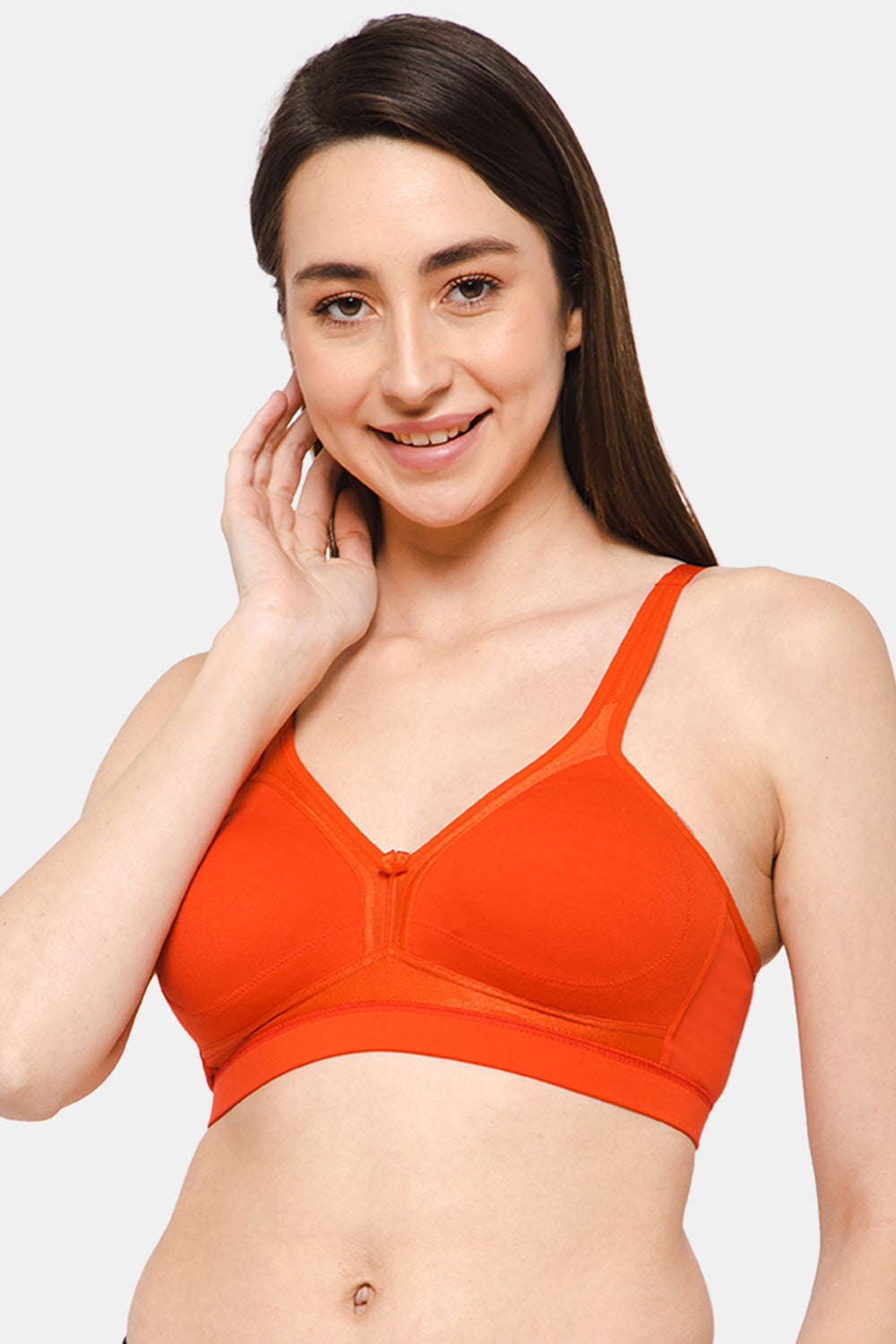 Intimacy Non-Padded Non-Wired T-Shirt Saree Bra-Orange