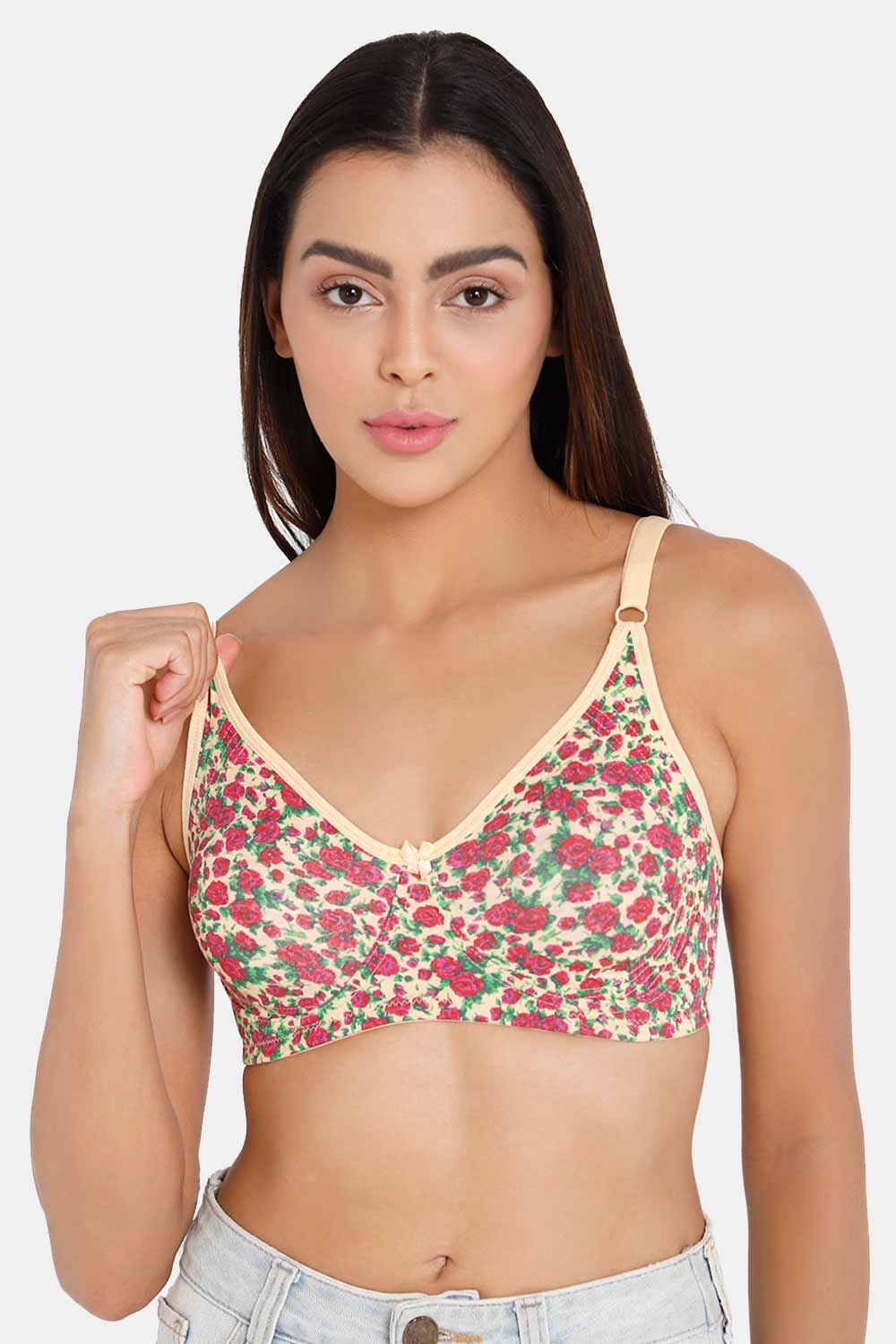 Printed Cotton Blend Women's T-Shirts Bra Lightly Padded at Rs 80
