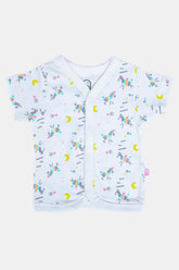 Oh Baby Zebra Print V- Neck Half Sleeve - HS01 Size   0m-3m Color Aqua