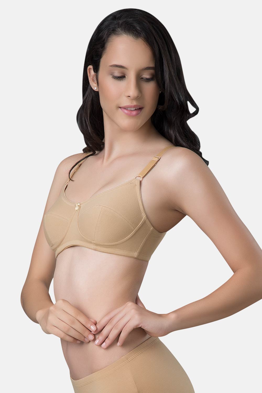 Buy Round stitch cotton bra with elastic strap Online @ ₹120 from