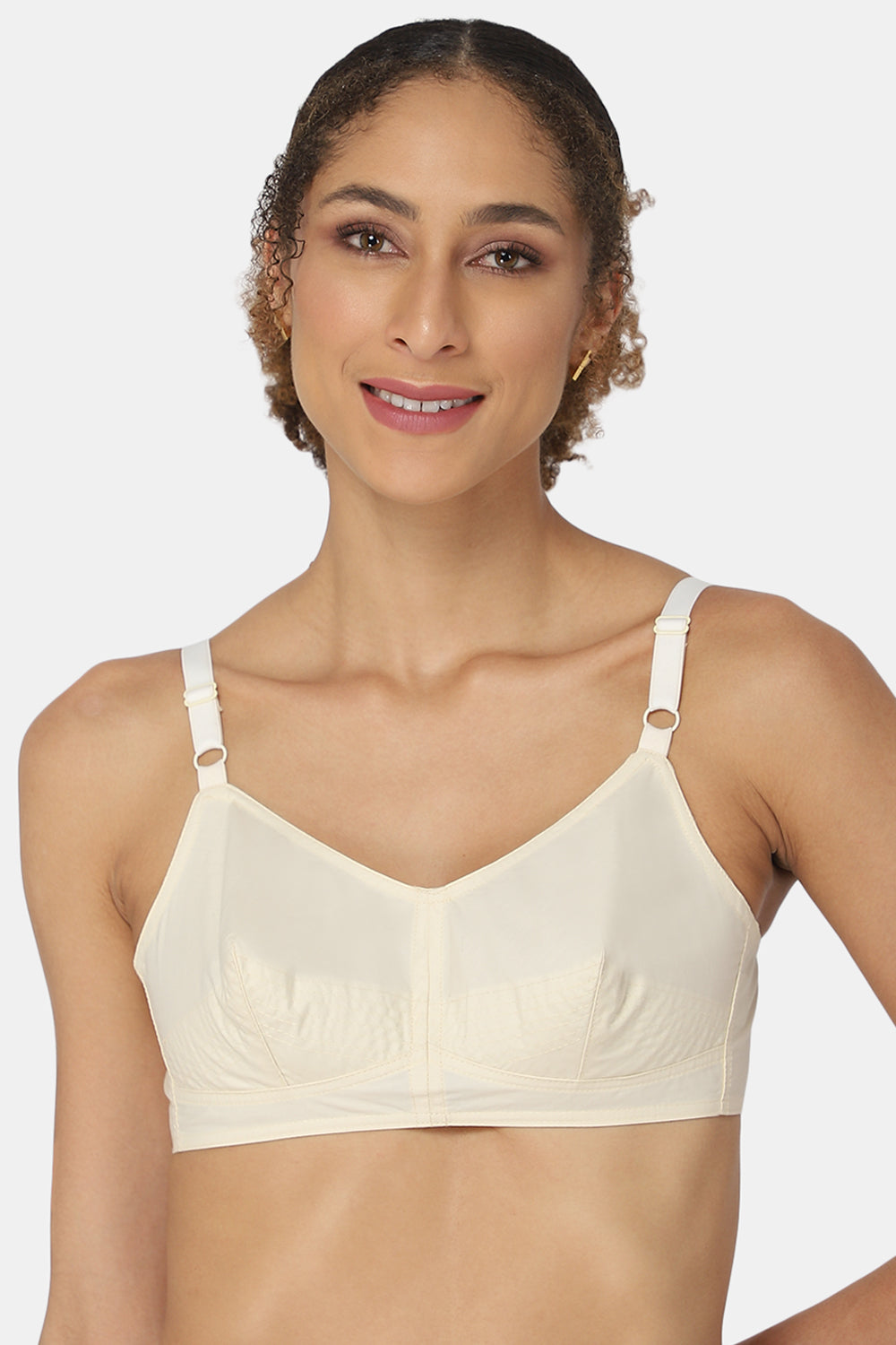 Buy Naidu Hall Women's Cotton Brassiere Non-Padded Non-Wired Moderate  Coverage Laced Neckline Regular Bra Pack of 3 at