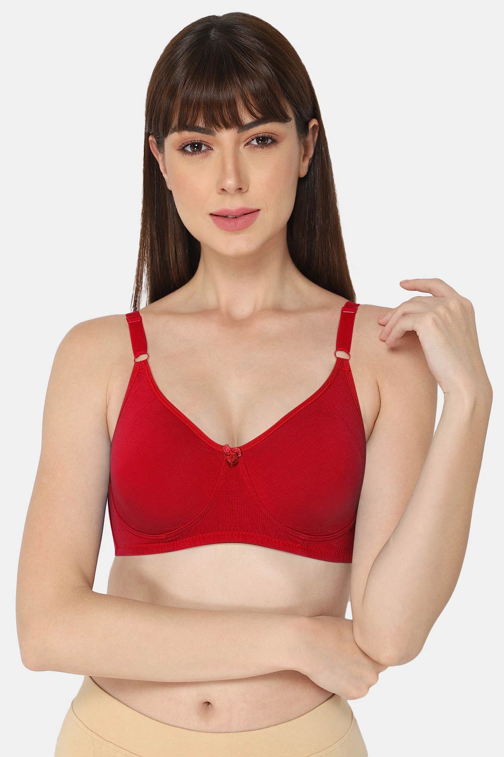 High Coverage Non-Wired  Intimacy  T-shirt Saree Bra-Red