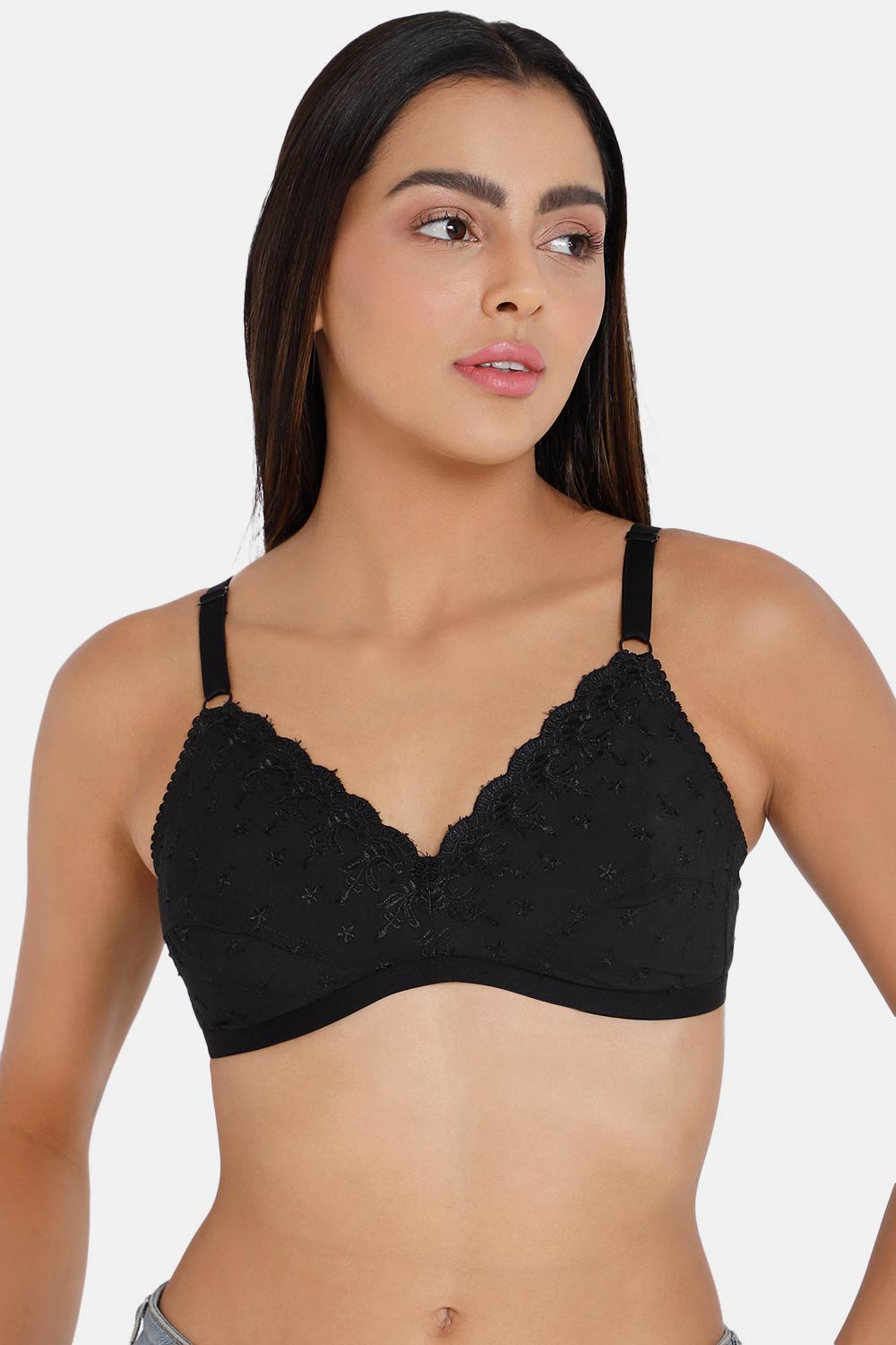Buy online Black Net Bra from lingerie for Women by Krishna