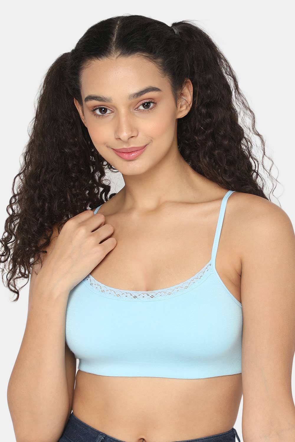 High Coverage Non-Wired Slip On Intimacy Teenager Bra -Light Blue