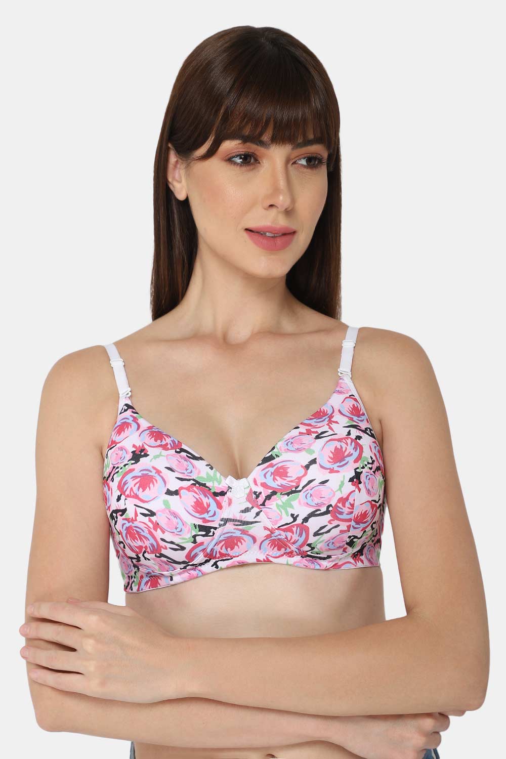 Intimacy Non Wired Padded Printed Tshirt Bra- Rose Print