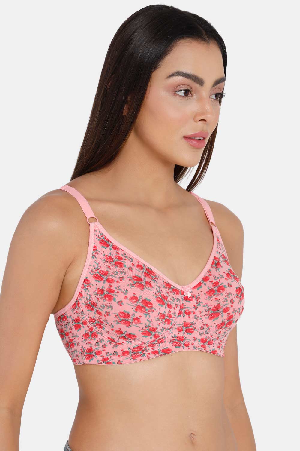 Intimacy High Coverage Non-Wired  T-Shirt Saree Bra- Pink Print