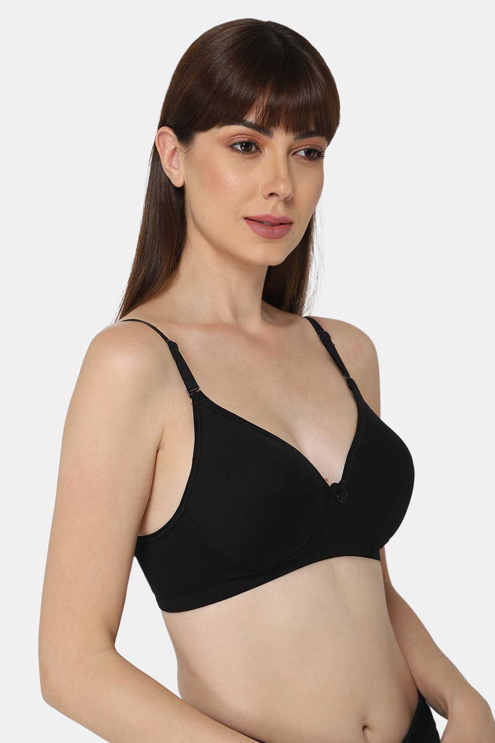 Intimacy Non-Wired Thin & Adjustable T-Shirt Padded Bra- Black