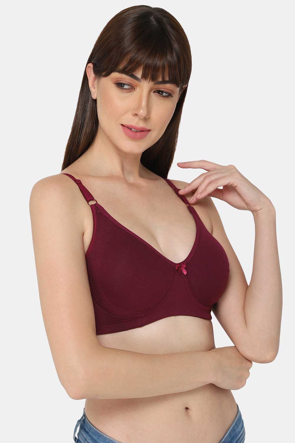 Buy Non-Padded Non-Wired Full Cup T-shirt Bra in Maroon with