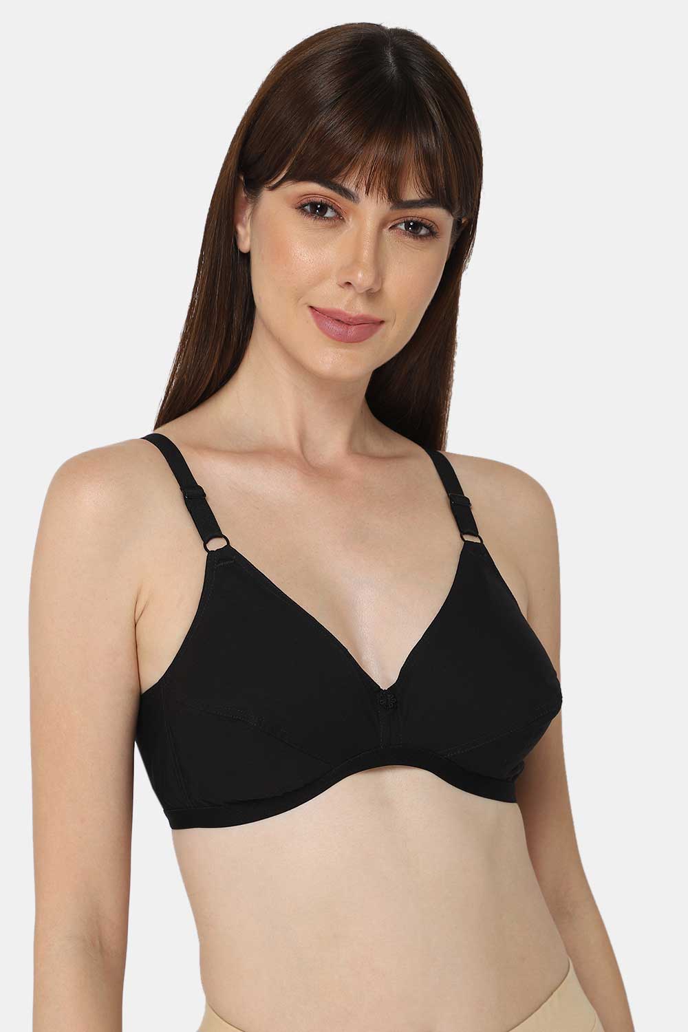 Buy Naidu Hall Women's Cotton Non-Padded Non-Wired Moderate Coverage  Regular Bra Combo Pack- Candi Black Skin at