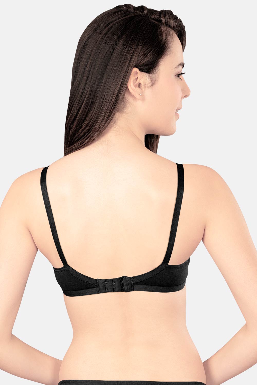 Intimacy High Coverage Broad Strap Non-Wired Non-Padded All-Rounder Everyday T-Shirt Bra-Black