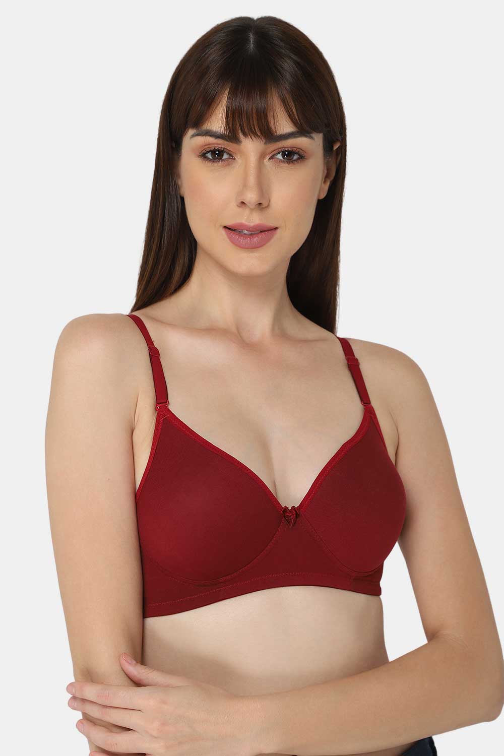 Intimacy Non-Wired Thin & Adjustable T-Shirt Padded Bra- Red