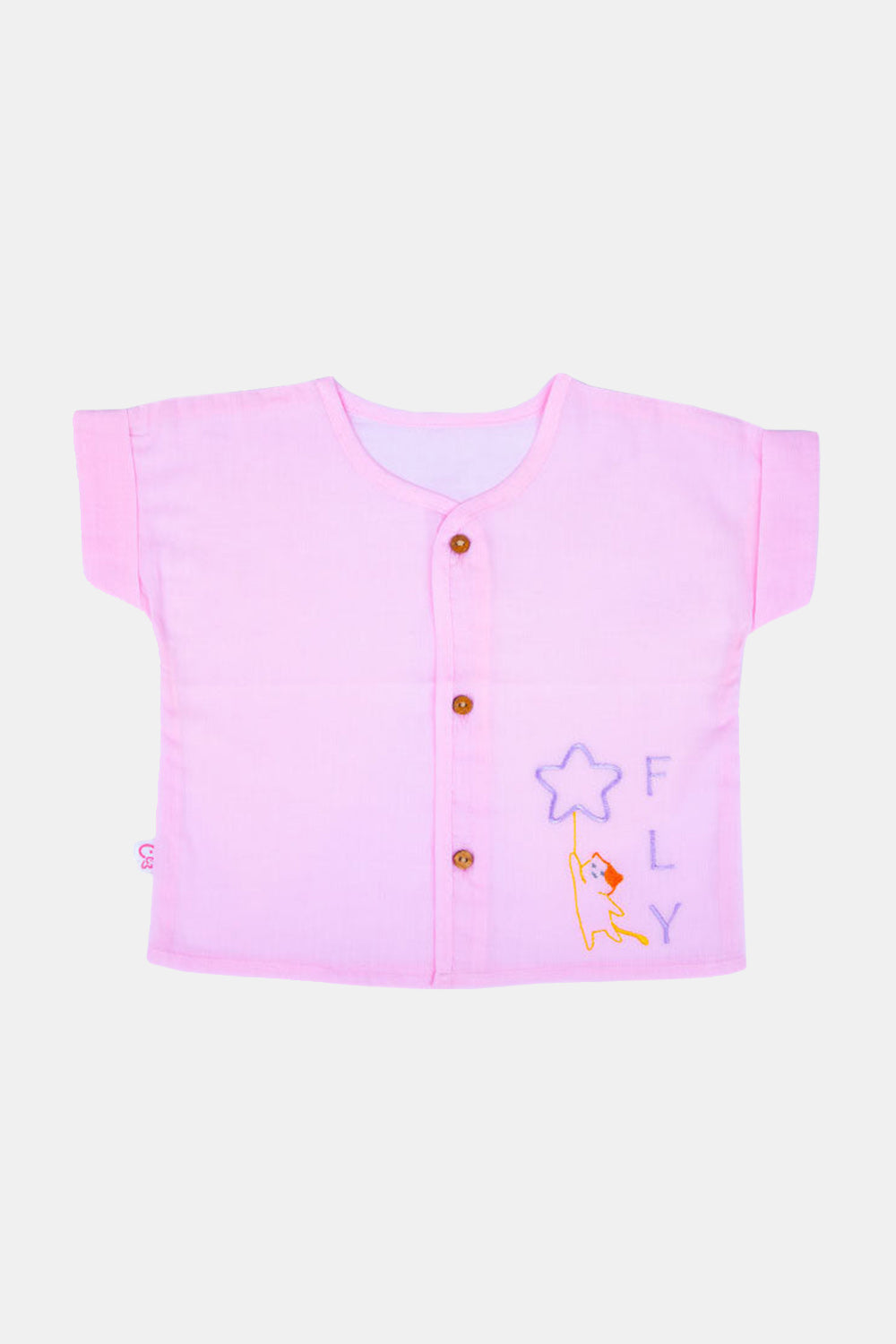 Oh Baby Fly Embroidery Extended Half Sleeve Shirt - EV01 Size   0m-3m Color Lemon Yellow
