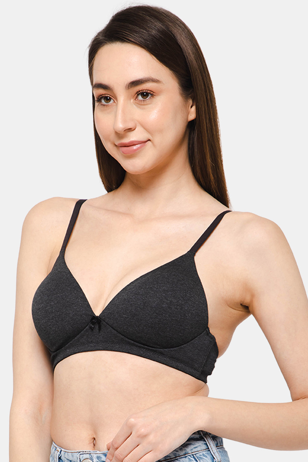 Intimacy Low Coverage Non - Wired Everyday T-shirt  Bra-  Grey