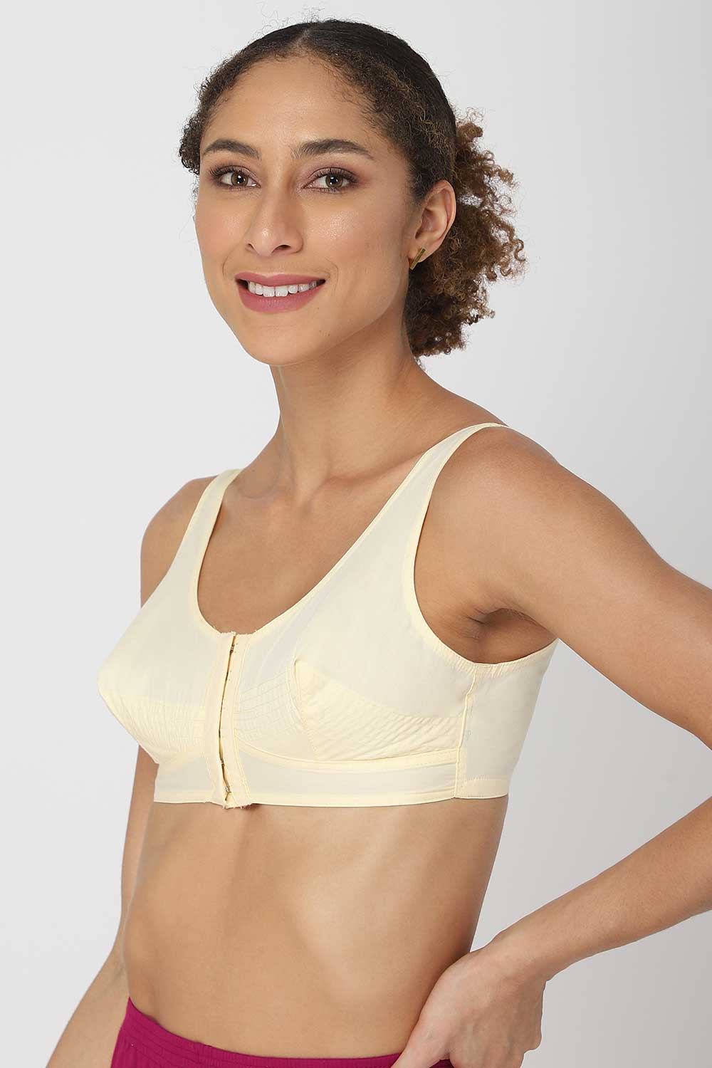 High Coverage Non-Wired Non-Padded Broad Strap Front Open Saree Bra - NHPB