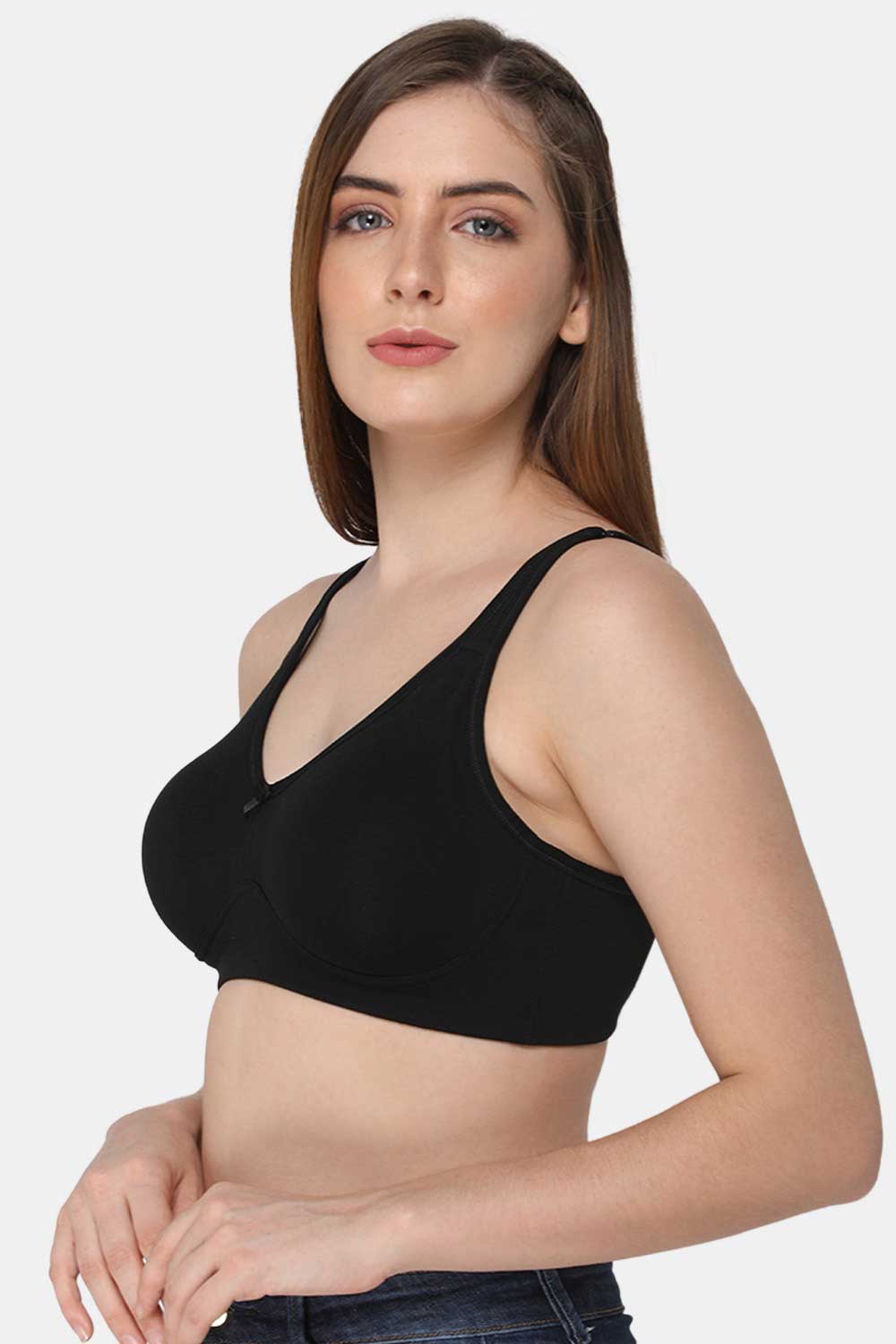 Intimacy Full Coverage Non-Wired Back Closure T-Shirt Bra - Black