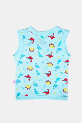 Oh Baby Dino Print V- Neck Sleeveless - SL01 Size   0m-3m Color Aqua
