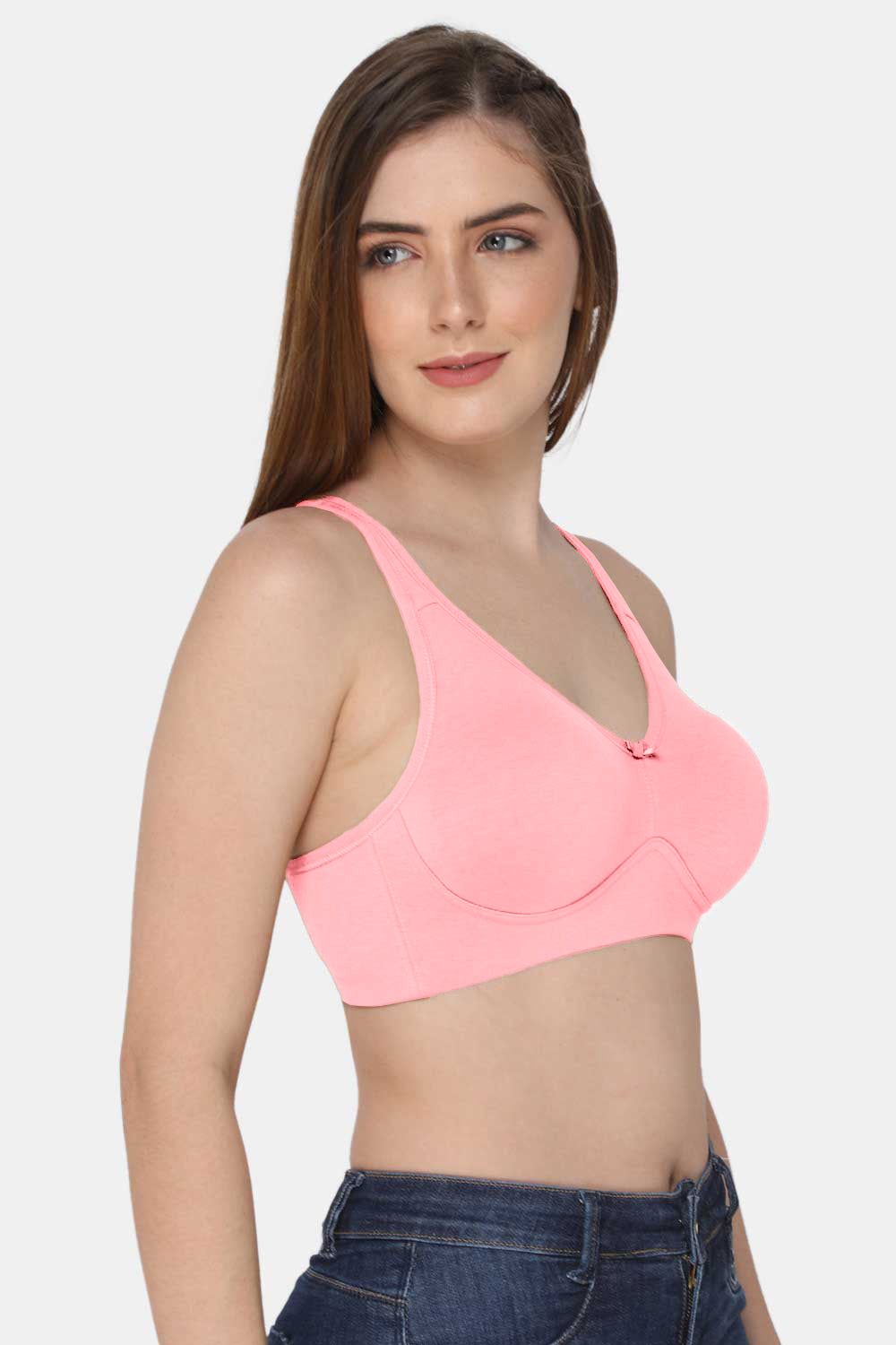 Intimacy High Coverage Non-Wired Back Closure T-Shirt Bra-Light Pink