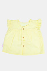 Oh Baby Solid Front Button Vest Frill Sleeve - FV01 Size   0m-3m Color Lemon Yellow